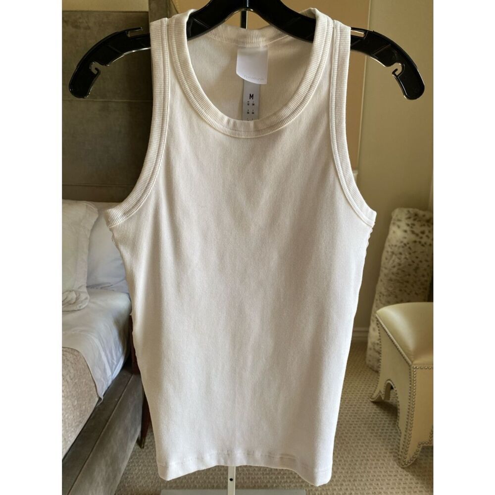 Reebok White Ribbed Tank Top